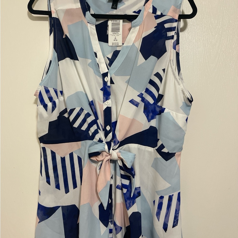 Torrid Multicolor Geometric Peplum Top
